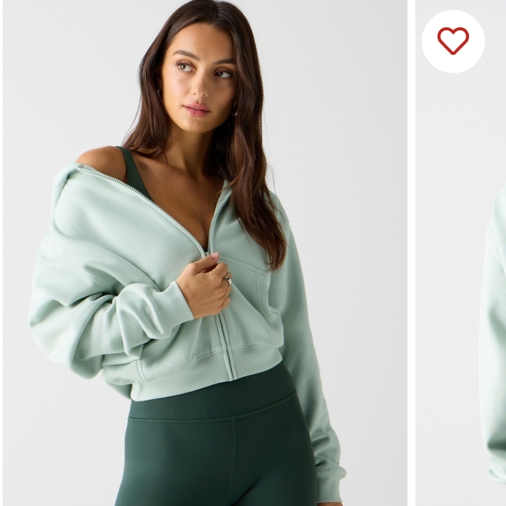 Fabletics Cozy Fleece Full Zip Hoodie in Tumbled Stone Medium